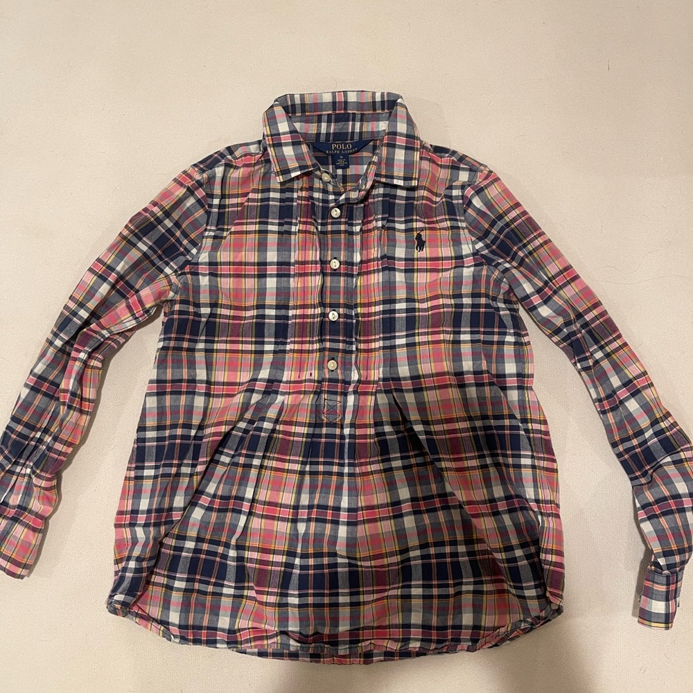 Girls Polo plaid smock top.
